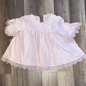 Pink Lace Trim Baby Dress 12m